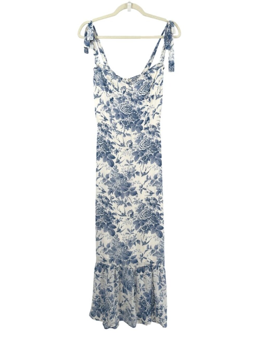 Reformation Nikita Midi Dress Pompadour Blue White Toile Floral 4 - Picture 3 of 6